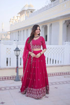 Elegant Fox Blooming Sequins & Zari Embroidered Lehenga Set with Dupatta