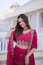 Elegant Fox Blooming Sequins & Zari Embroidered Lehenga Set with Dupatta