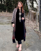 Designer Velvet Embroidery Top with Matching Pant
