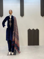 Designer Velvet Embroidery Top with Matching Pant