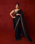 Designer Fancy Thread & Sequence Work Saree in Chinon Silk