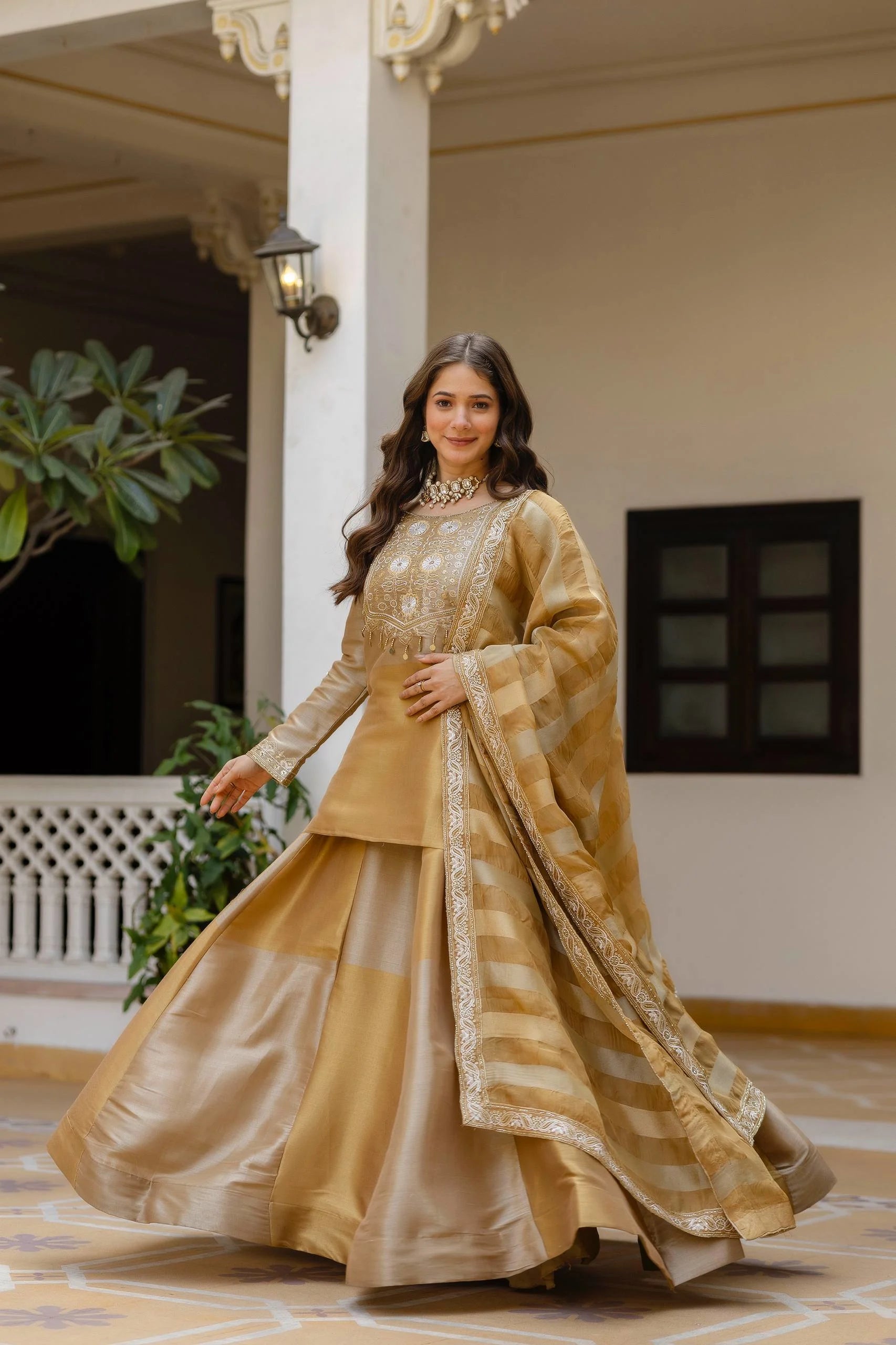 Royal Banarasi Elegance: Pure Viscose Lehenga with Embroidered Skirt & Silk Dupatta