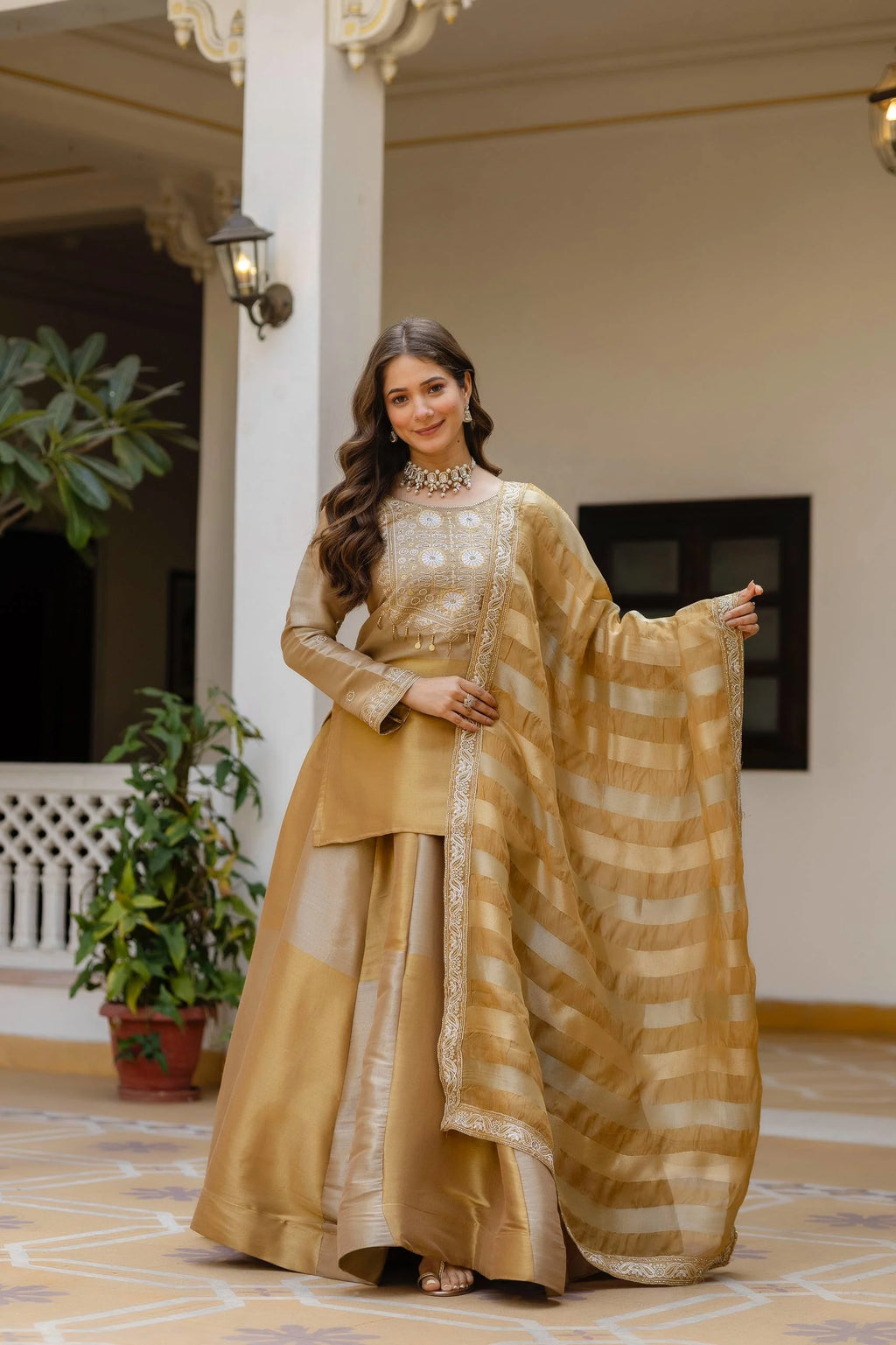 Royal Banarasi Elegance: Pure Viscose Lehenga with Embroidered Skirt & Silk Dupatta