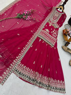 Classic Festive Style: Embroidered Georgette Suit Set with Dupatta
