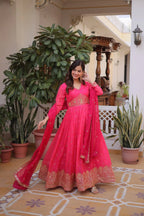Royal Digital Printed Anarkali Suit with Zari Sequins Work Dupatta