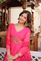 Royal Digital Printed Anarkali Suit with Zari Sequins Work Dupatta