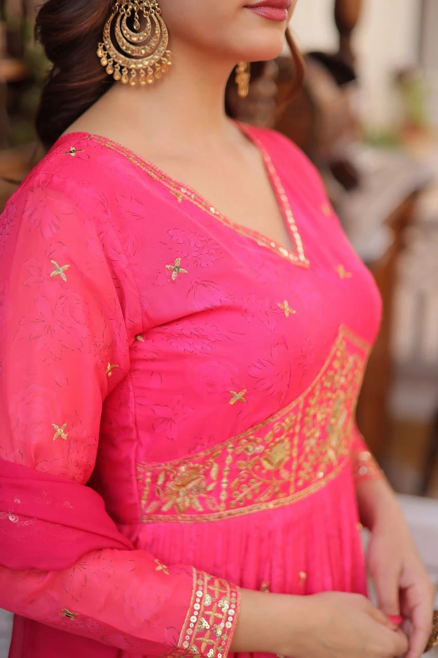 Royal Digital Printed Anarkali Suit with Zari Sequins Work Dupatta