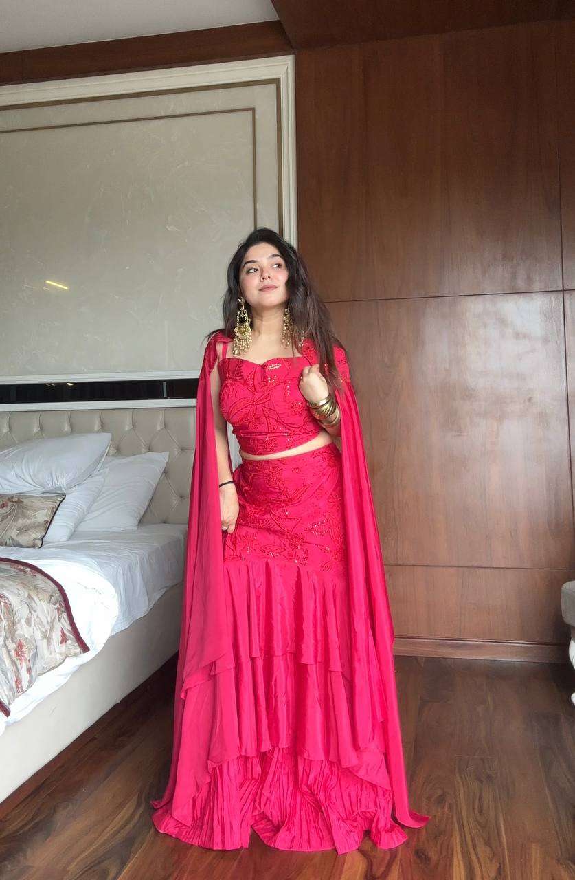 Ruffled Layers of Elegance â€“ Designer Lehenga Set