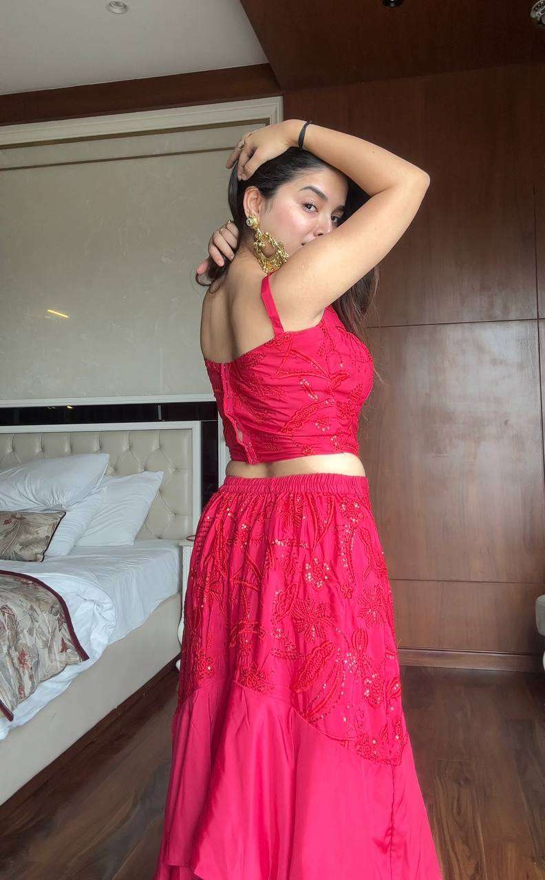Ruffled Layers of Elegance â€“ Designer Lehenga Set