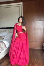 Ruffled Layers of Elegance â€“ Designer Lehenga Set