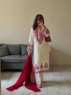 Timeless Charm – Roman Silk Embroidery Suit for Women