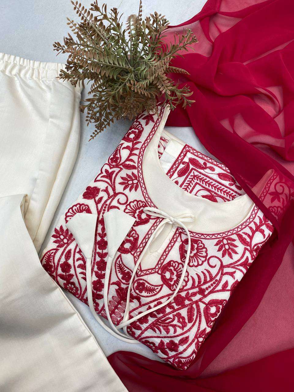 Timeless Charm – Roman Silk Embroidery Suit for Women
