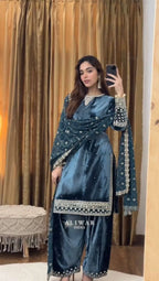 Velvet Suit with Sequence Work & Designer Dupatta