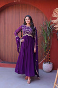 Royal Purple Embroidered Anarkali Suit – Luxury Festive Wear for Women