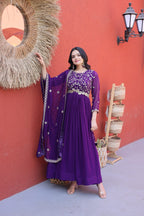 Royal Purple Embroidered Anarkali Suit – Luxury Festive Wear for Women