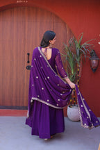 Royal Purple Embroidered Anarkali Suit – Luxury Festive Wear for Women