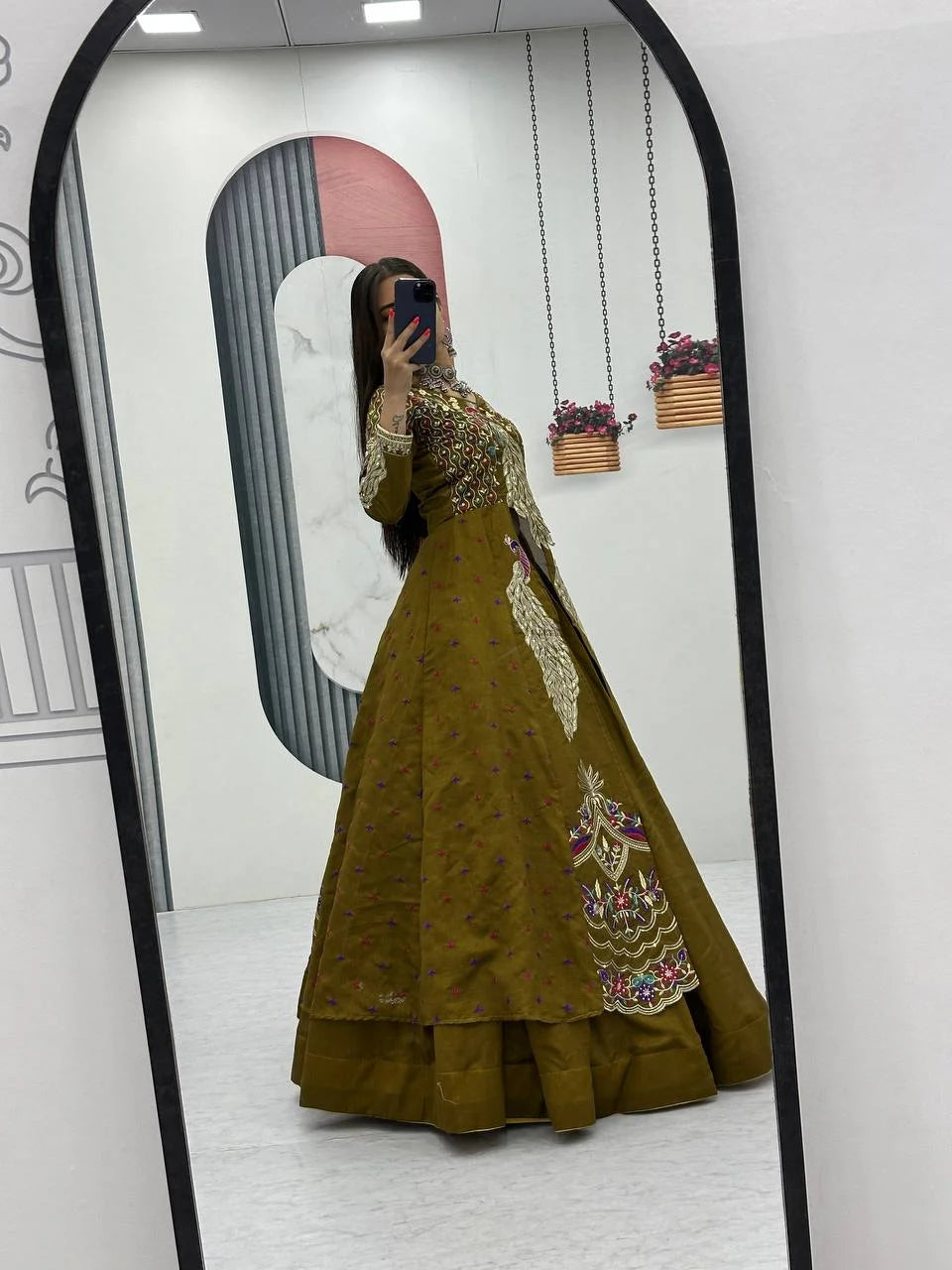 Designer Pure Vichitra Thread & Sequence Work Lehenga Choli Set