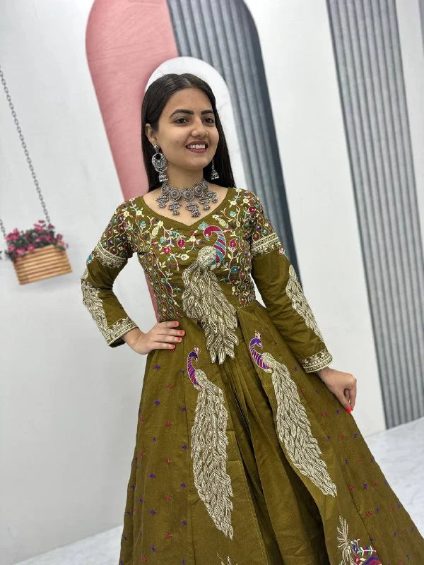 Designer Pure Vichitra Thread & Sequence Work Lehenga Choli Set