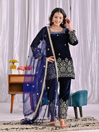 Pure Viscose Velvet Suit Set with Heavy Multi-Sequence Embroidery