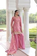 Fendy Sequence Embroidered Sharara Set with Cut-Work Dupatta