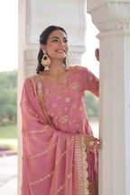 Fendy Sequence Embroidered Sharara Set with Cut-Work Dupatta