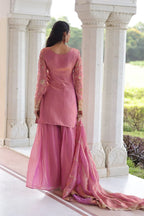 Fendy Sequence Embroidered Sharara Set with Cut-Work Dupatta