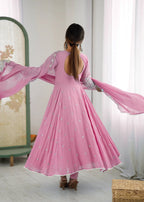 Premium Heavy Faux Anarkali Gown with Full Sleeves & Embroidered Dupatta