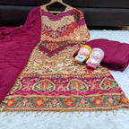 Royal Wine Mirror Work  Kurta Sharara Set – Luxury Ethnic Wear for Women
