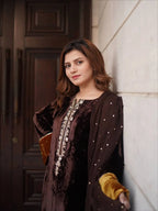 Premium Velvet Embroidered Kurti With Plazzo & Sequence Dupatta