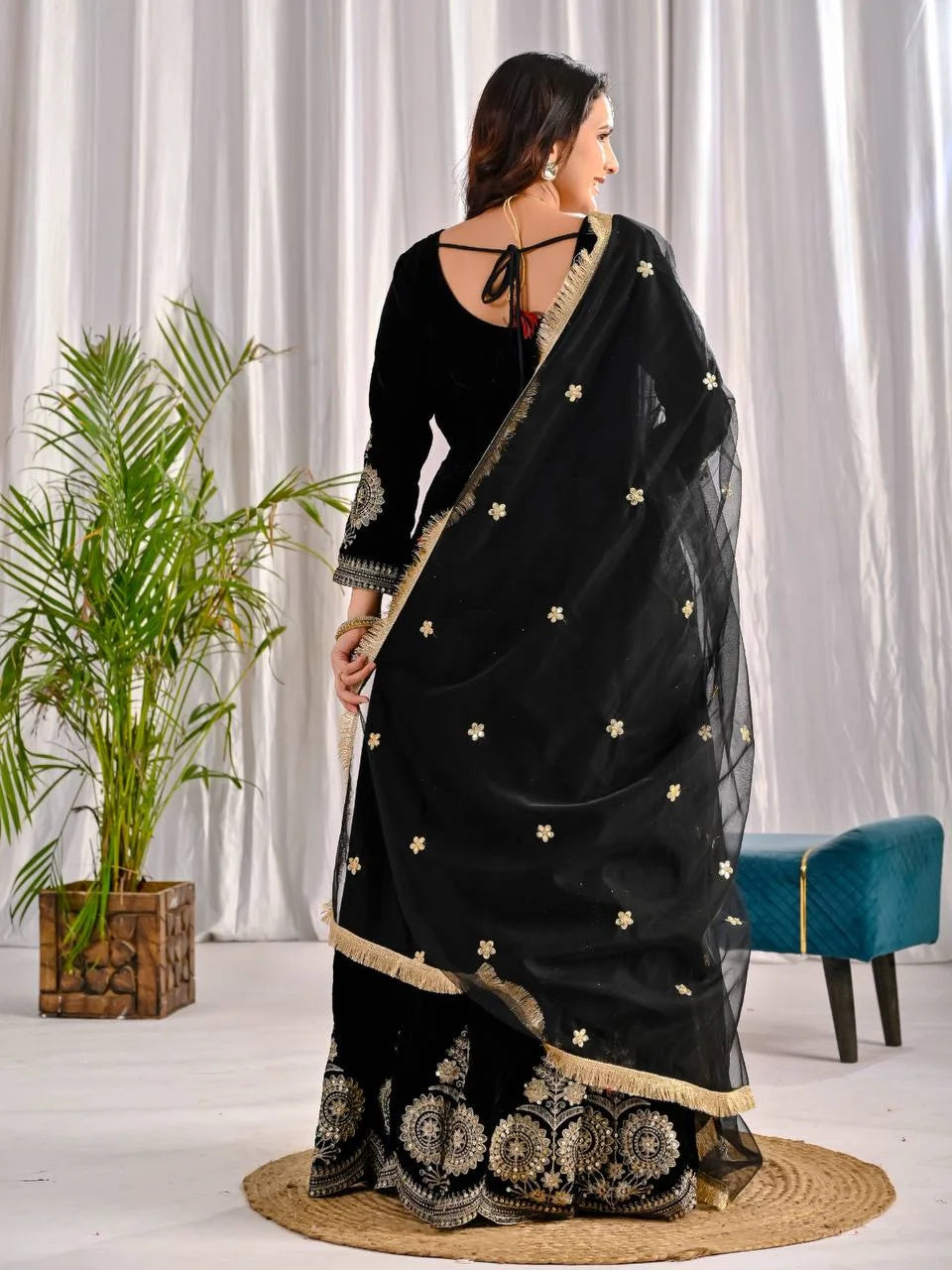 Heavy Velvet Embroidered Anarkali Set with Premium Net Dupatta