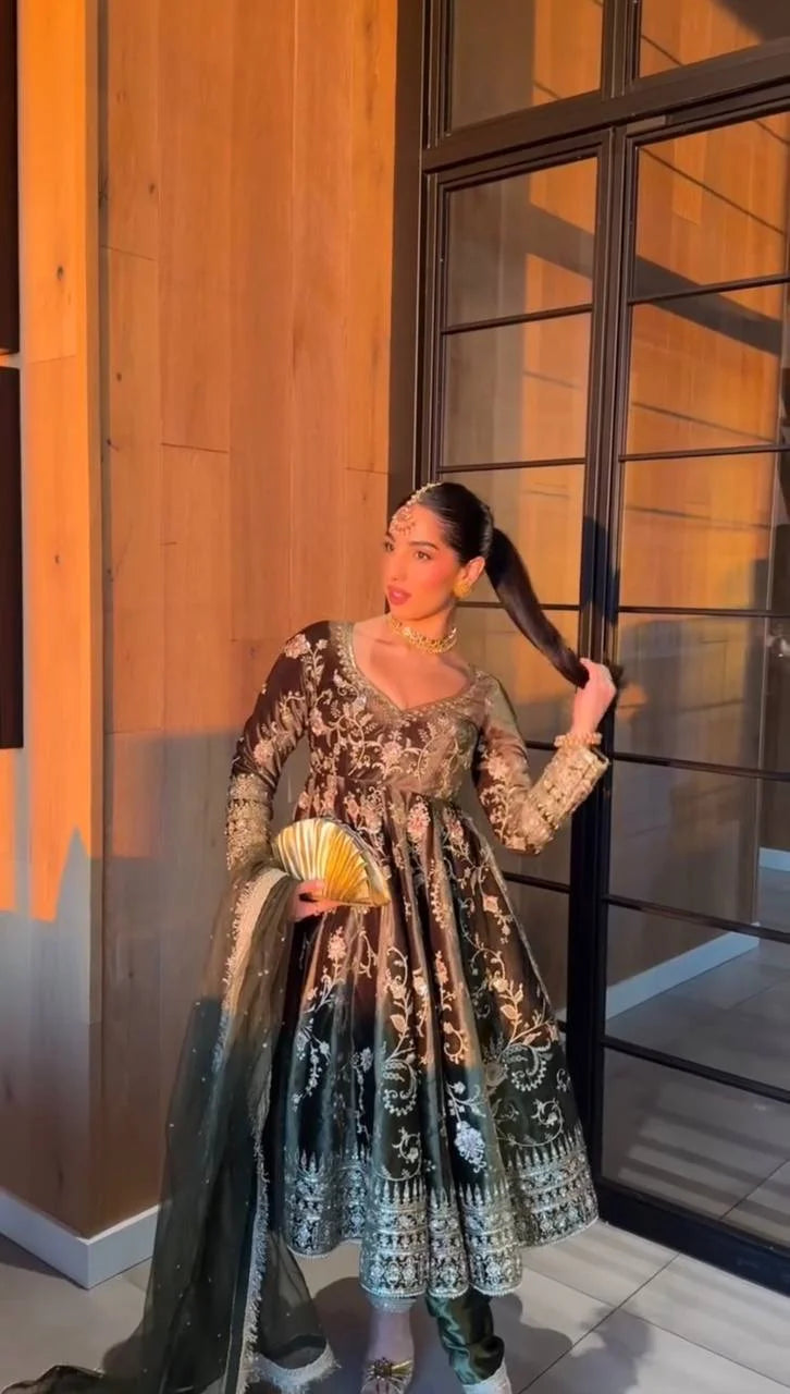 Luxury Velvet Top & Pant Set with Butterfly Net Dupatta