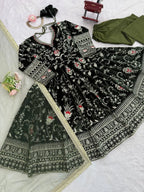 Luxury Velvet Top & Pant Set with Butterfly Net Dupatta
