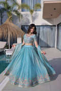 Sky Blue Floral Lehenga Set for Dreamy Wedding Looks