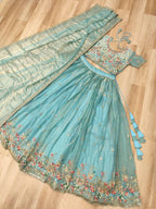 Sky Blue Floral Lehenga Set for Dreamy Wedding Looks