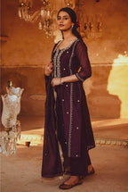 PV Chanderi Embroidered Suit Set with Dupatta