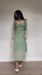 Faux Georgette Thread & Sequence Work Suit Set with Dupatta