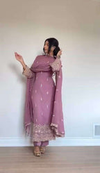 Elegant Faux Georgette Embroidered Suit Set