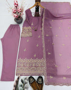Elegant Faux Georgette Embroidered Suit Set
