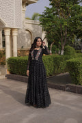 Navratri Lehariya Print Georgette Long Flared Gown For Festive Wear