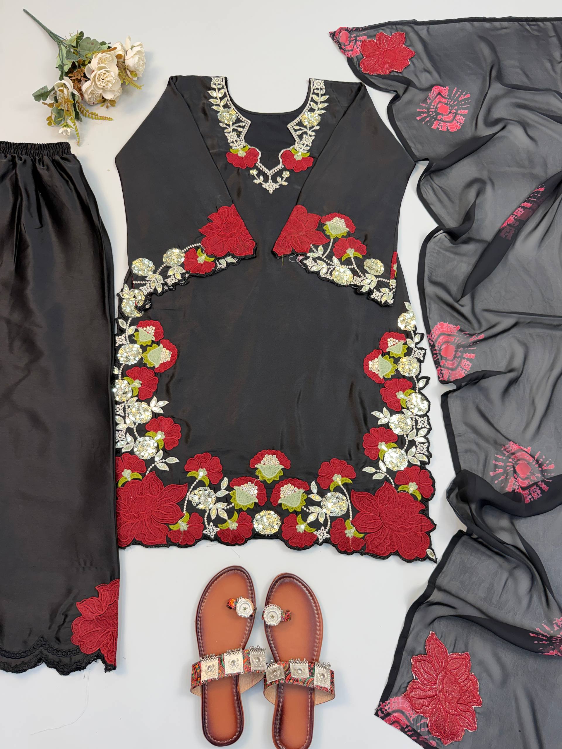 Embroidered Farshi Salwar Suit For Women - Festive And Traditional Wear