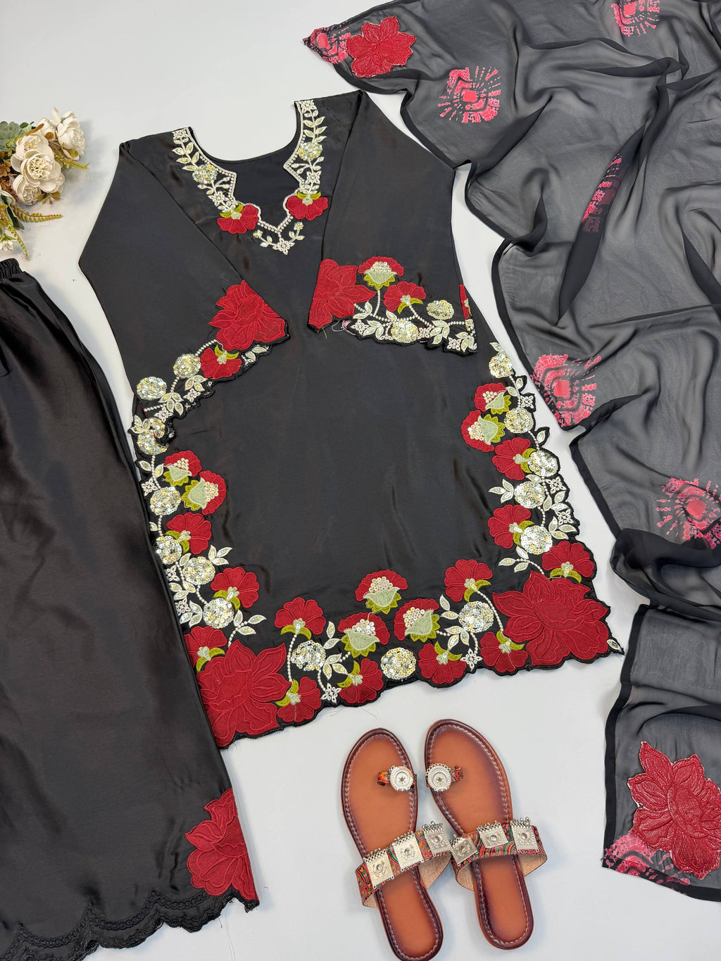 Embroidered Farshi Salwar Suit For Women - Festive And Traditional Wear