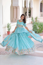 Gold Crush Bridal Lehenga Set with Zari Sequence Work
