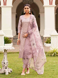 Premium Roman Fabric Suit Set with Embroidery Work & Organza Dupatta