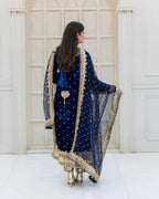 Pure Viscose Velvet Suit Set with Heavy Sequence Embroidery