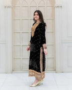 Fully Stitched Velvet Suit Set with Heavy Sequence Work & Designer Dupatta