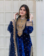Pure Viscose Velvet Suit Set with Heavy Sequence Embroidery