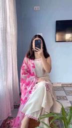 Womenâ€™s Kurta Plazzo Dupatta Set â€“ Thread & Mirror Work