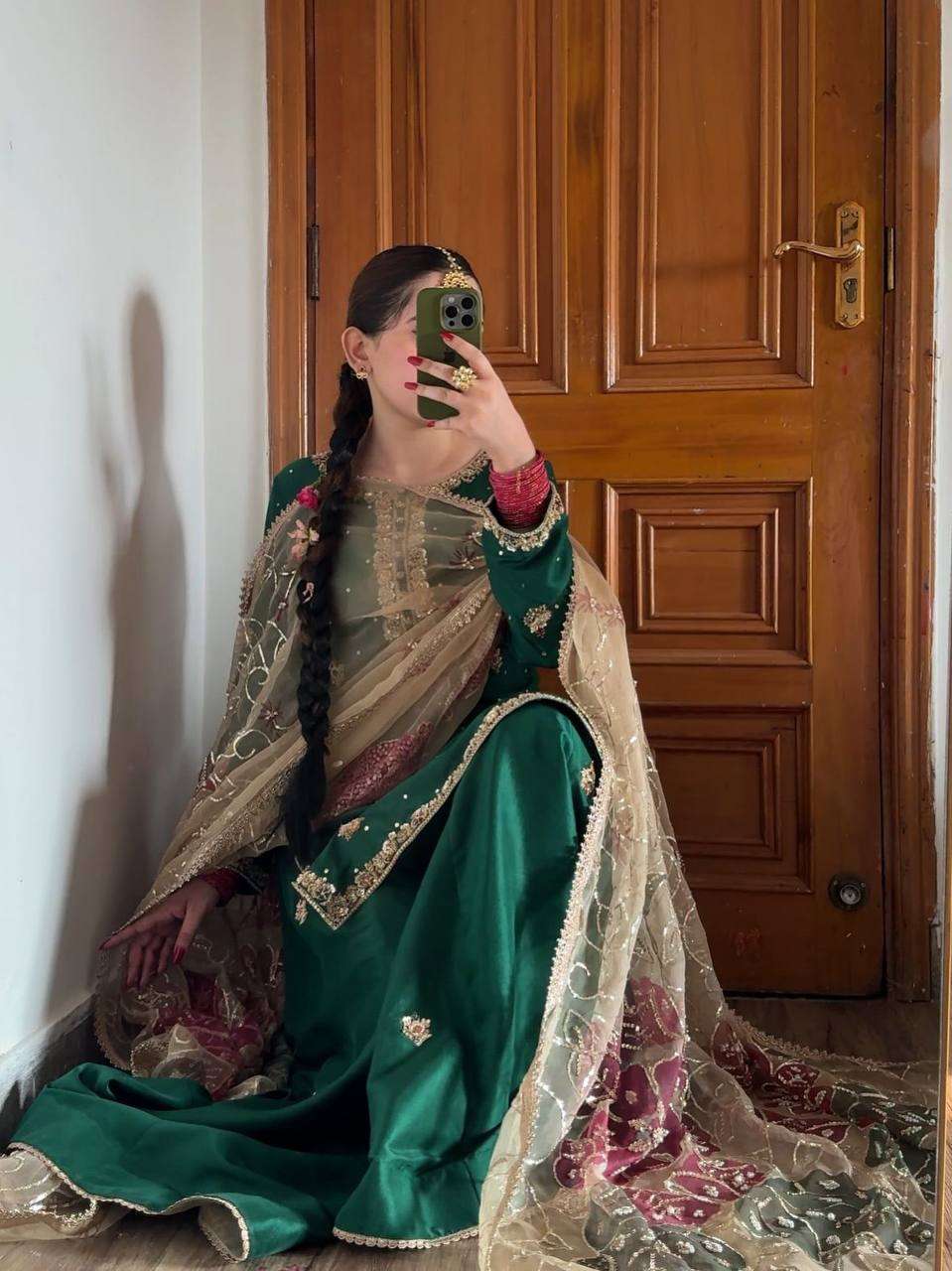 Luxury Green Suit Set â€“ Embroidery Elegance with Dupatta