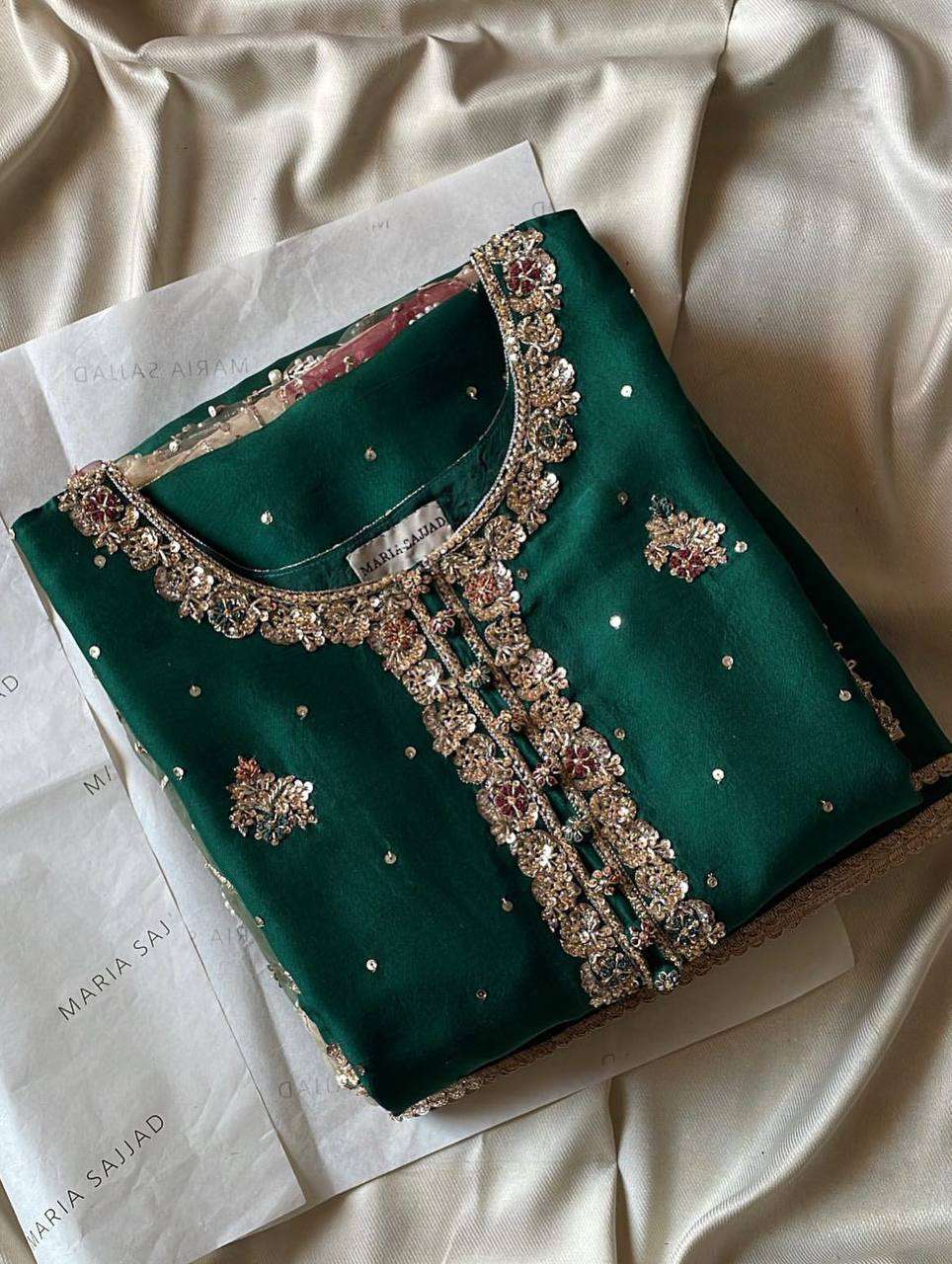 Luxury Green Suit Set â€“ Embroidery Elegance with Dupatta