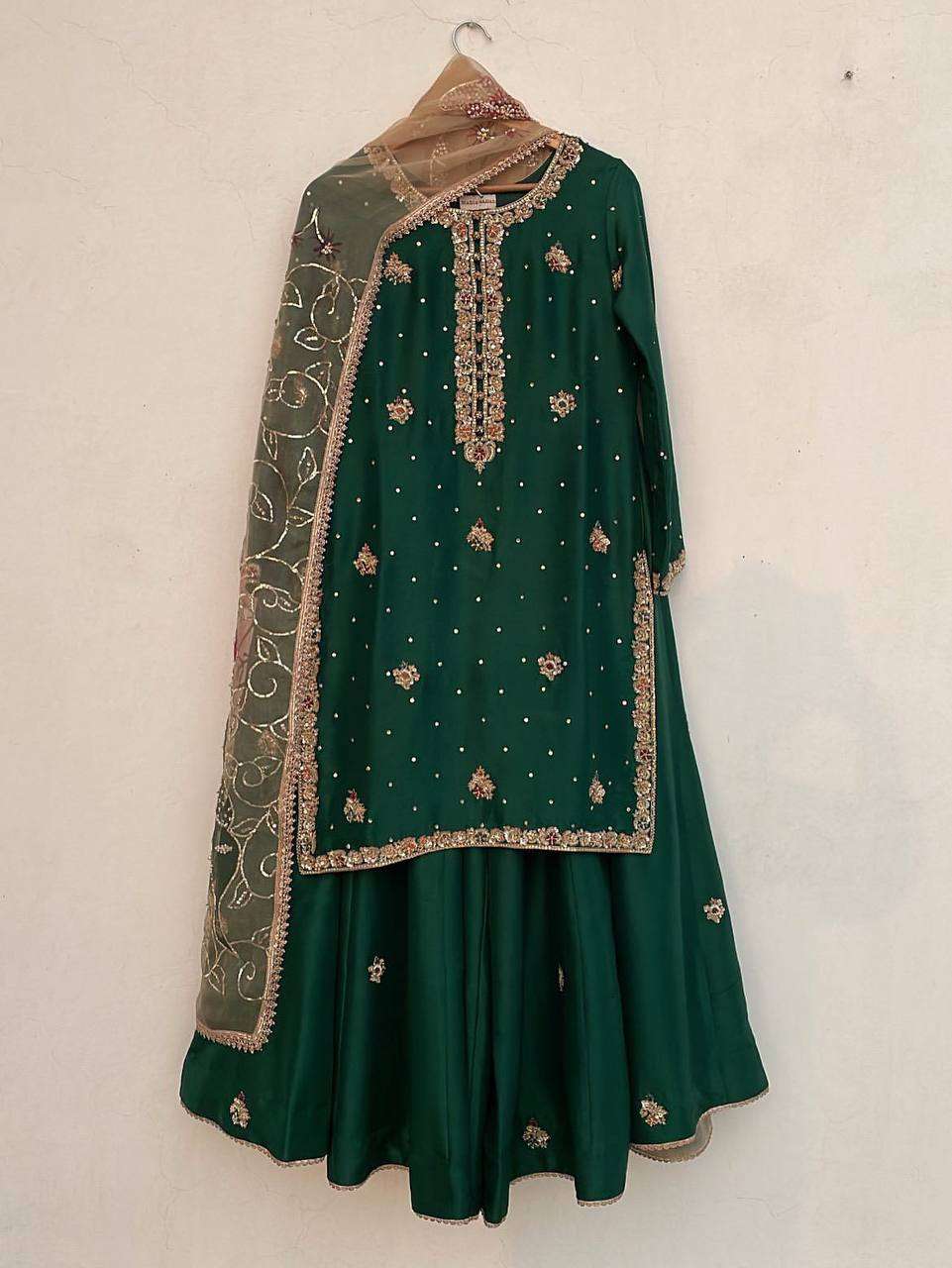 Luxury Green Suit Set â€“ Embroidery Elegance with Dupatta